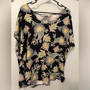 LOFT navy paisley print top sz XL